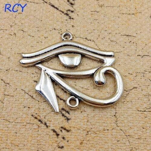 Top Quality 10 Pieces/lot 35mm*41mm Antique Silver Plated Eye of horus Charms Necklace Charm Pendant For Diy Making