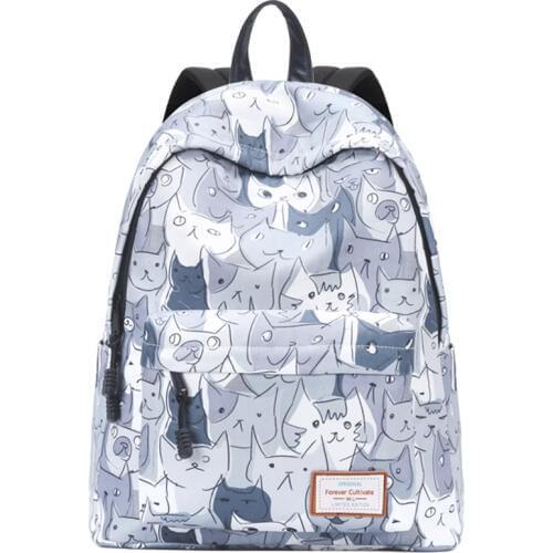 Womans Backpack Brand New Cute Cat Printed School Bag for Teenage Girl High Quality Computer Daypack Big 14inch Laptop Backpack