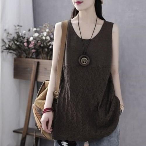 Sweater Knitted Vest For Women New Oversized Brown Spring And Summer 2021 Y2k Crop Top Aesthetic Indie Clothes Tops Traf Gilet