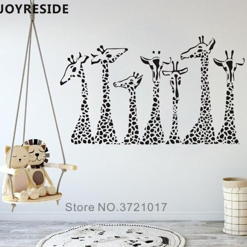 Giraffe Group Wall Sticker Animals Nature Wall Decals Kids Playroom Decor Wall Decal Giraffe Art Design Animal Wall Mural M258