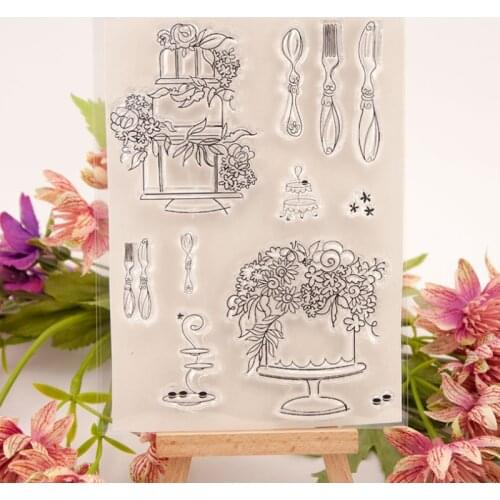 1pc Tableware Transparent Seal Clear Silicone Stamp Cutting DIY Scrapbooking Rubber Coloring Embossing Decor Reusable T15