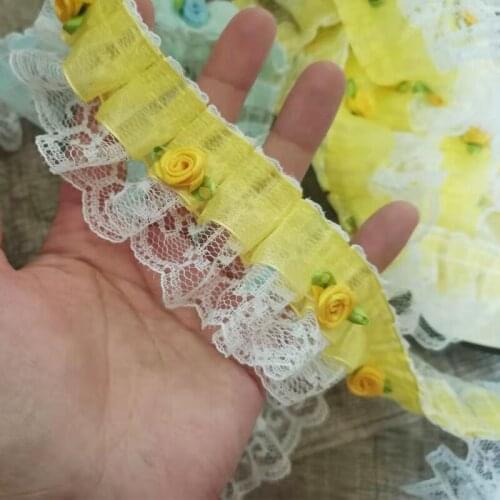 1Yards New High Quality Lace Fabric Rose Flower Ribbon Tulle Guipure Sewing Trim 4.8cm Lace Fabric For Dress Clothes dentelle V1