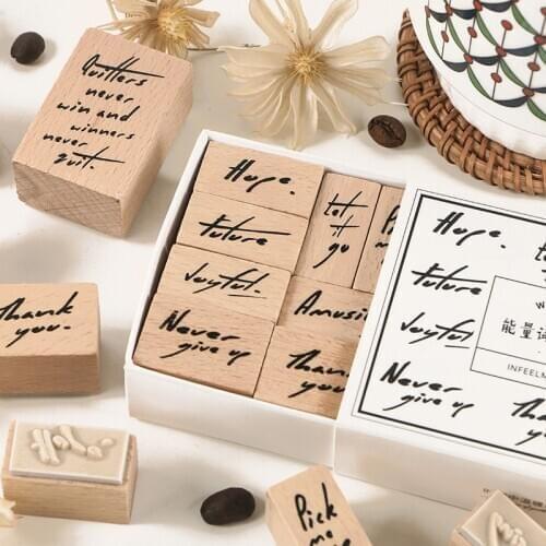 10pcs/set Vintage English words decoration stamp wooden rubber stamps for scrapbooking stationery DIY craft standard stamp