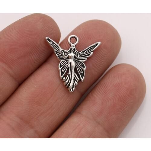 30pcs Silver Plated Angel Fairy Charms Pendants for Jewelry Making Necklace Earrings Bracelet DIY Accessories 20x19mm