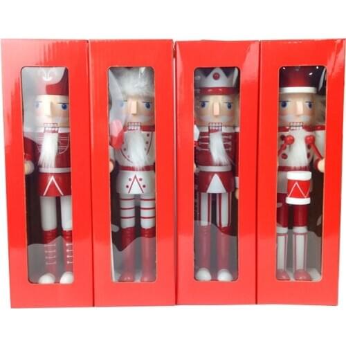 4pcs/set 25cm New Year Decor Kids Doll Wooden Nutcracker Soldier Merry Christmas Decoration Kid Gift Home decora toys Red