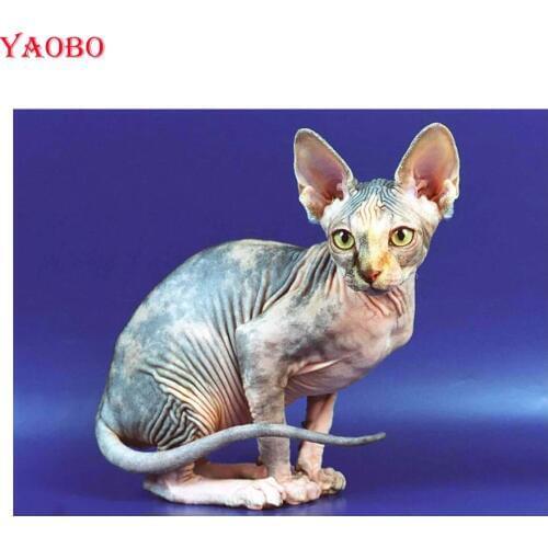 5D Needlework DIY Diamond Painting Animals Sphynx Cat Cross Stitch Bead Embroidery Diamond Painting Mosaic Home Decorative