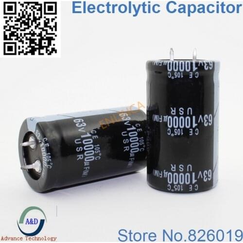 6pcs/lot 63V 10000UF Radial DIP Aluminum Electrolytic Capacitors size 30*50 10000UF 63V Tolerance 20