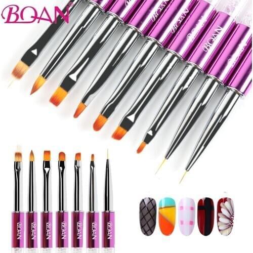 BQAN Nail Art Liquid Powder Carving UV Gel Extension Builder Painting Brush Stripe Thin Liner Drawing Pen Manicure Tool