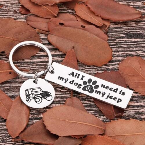 Jeep Dog Lover Keychain Gifts for Dog Jeep Owner Dog Mom Dad Girl Boy Men Women Friends Funny Keyring My Dog and My Jeep