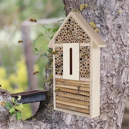 Pet Beekeeping Apicultura Ecologico Wooden Insecte Bee House Hanging Cage Butterfly Ornament Decoration Natural Bug Shelter Nest