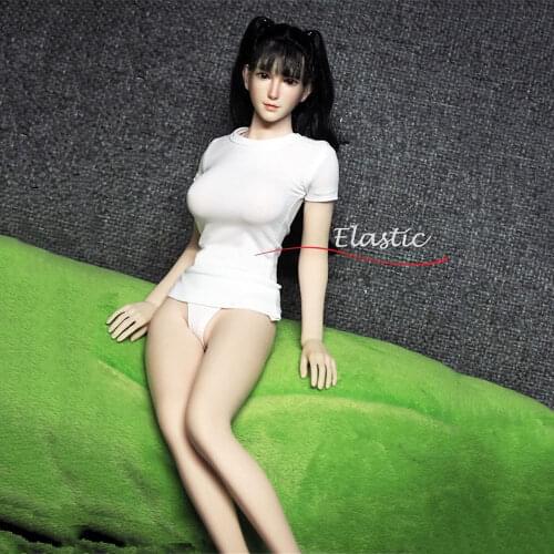 1/6 Cotton Black Slim Round Neck Short T-Shirt Top for 12 Inch Male Action Figure Body Clothes Accesspries