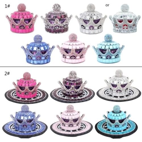 R3MD Crystal Crown Car Fragrance Diffuser Perfume Bottle Holders Ornaments Interior Decoration Car Home Office Air Fresheners
