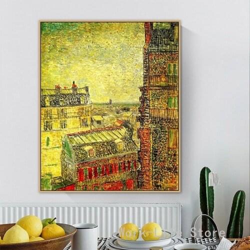 Famous View of Paris from Vincent s Room in the Rue Lepic Oil Painting on Canvas Print Poster Art Wall Picture Living Room Decor