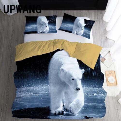 UPWANG 3D Bedding Set Polar Bear Animal Printed Duvet/Quilt Cover Set Bedcloth with Pillowcase Bed Set Home Textiles