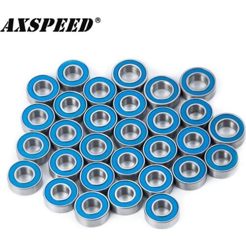 AXSPEED 30PCS Blue Bearings Kit 6x12x4mm 5x11x4mm for 1/14 Tamiya Semi RC Tractor Truck Climbing Trailer Car Bearing Parts