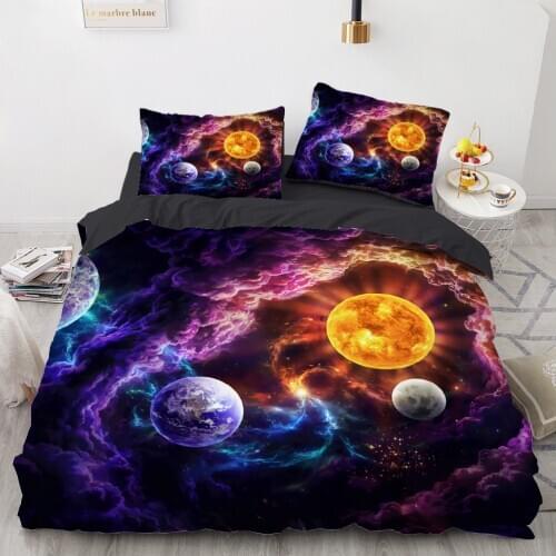 Bedding Sets Universe Outer Space Themed Bed Linen 3D Galaxy BS04 Duvet Cover Flat Sheet 3pcs Single Double Size