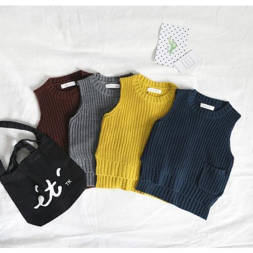 Korean Autumn Winter Infant Toddler Baby Girls Boys Knitted Cotton Vest Fashion Casual Children Clothings