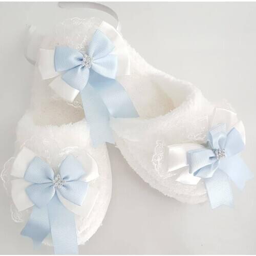 Cubic zirconia Ruched Light Blue Ribbon 2 li Puerperal Set