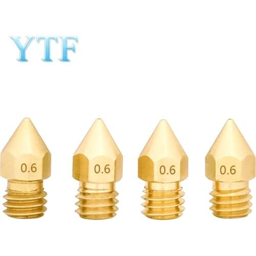 3D Printers Parts MK7 MK8 Nozzle 0.2 0.3 0.4 0.5 0.6 0.8mm Copper Extruder Threaded 1.75mm Filament Head Brass Nozzles Part