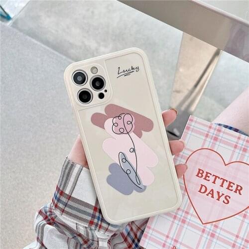 Retro sweet French Photo frame line Rose art Phone Case For iPhone 11 12 Pro Max Xr Xs Max 7 8 Plus X 7Plus case Cute Soft Cover