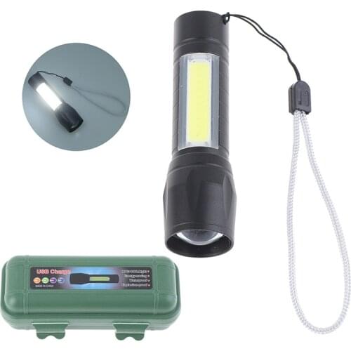 COB+XPE Mini Rechargeable LED Flashlight Portable Adjustable Zoomable Focus Light Torch For Camping Cycling Hunting Fishing