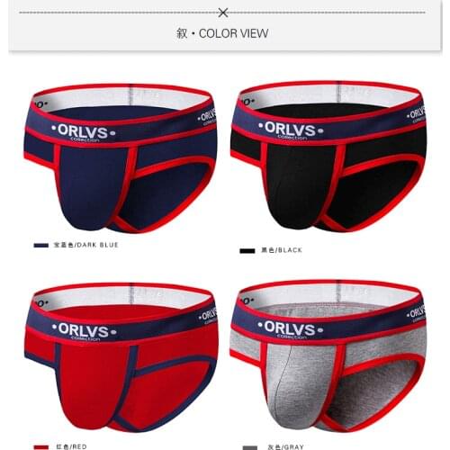ORLVS Breathable Mens Underwear Cotton Briefs Men pantie Bodysuit Male Comfortable Solid Underpants