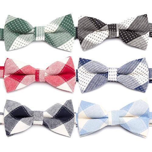 New Men Bow Tie Fashion Cotton Stripe Bowtie Wedding Party Ties for Men Butterfly Necktie Man Dress Shirt Gift Male Accessories