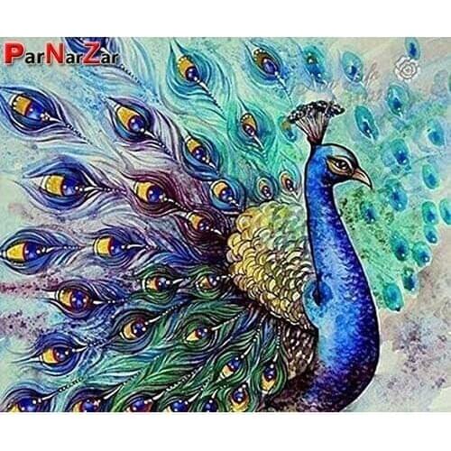 ParNarZar Peacock Diamond Painting 3D DIY Full Paste Drill Kits Rhinestone Diamond Cross Stitch Embroidery Kits