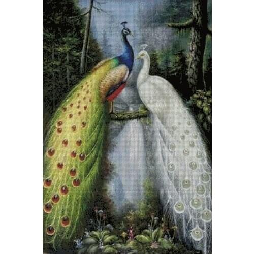 Beautiful Peacock Couple Animal Top Quality Embroidery Needlework 14CT Unprinted Cross Stitch Kits DIY Art Handmade Home Decor