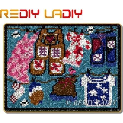 Latch Hook Rug Kits Hang Up Clothes Crocheting Carpet Rug 100% Acrylic Yarn Cushion Mat DIY Carpet Rug Home Decor Arts & Crafts