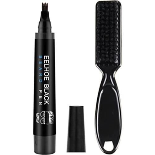 Beard Pen Set Coverage Enhancer Long Lasting Portable Moustache Accessories With Brush Coloring Professional Filler Pencil