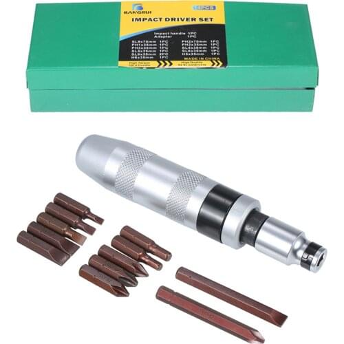 3/8 Inch Hand Impact Driver Set with 10 Pieces S2 Steel Screwdriver Bits for Loosening & Tightening Stubborn Screws Bolts