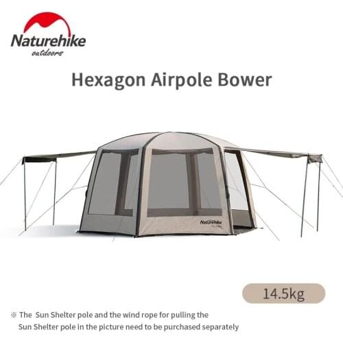 Naturehike Hexagonal Inflatable Tent 15D Polyester Silver Coating Waterproof 2000mm Rainproof Sunscreen Camping Awning Tent