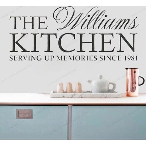Personalized Family Kitchen Wall Sticker vinyl kitchen wall decal removable wall art mural HJ902