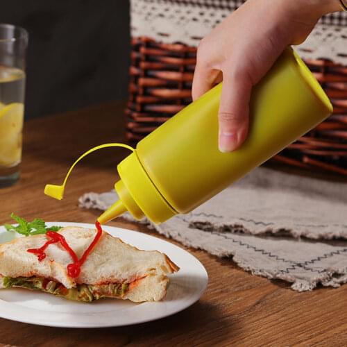 8oz 12oz Plastic Squeeze Bottle Sauce Vinegar Oil Ketchup Gravy Cruet Kitchen Accessories Gravy Boat Plastic Condiment Dispenser