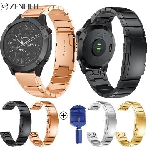 26mm 22mm 20mm Quick Release Stainless Steel Wrist Strap For Garmin Fenix 6S 6X 6 Pro/Fenix 5X 5 5S 3HR D2 S60 Smart Watch Band