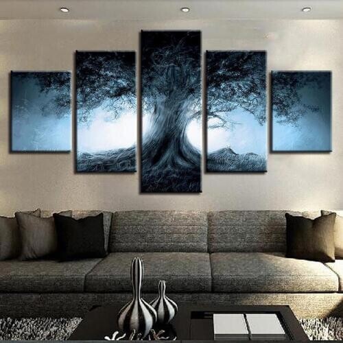 Scenic old tree Diy Diamond Painting 5 Piece Full Square Round Drill Diamond Embroidery Nordic landscape Mosaic Decor AA2150
