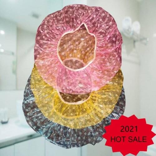 New 1PC Portable Clear Disposable Plastic Shower Caps Large Elastic Thick Bath Beanie Women Spa Bathing Practical Accessory