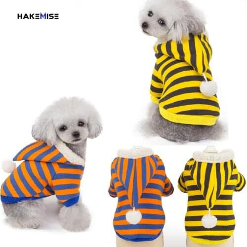 Dog clothes Striped Dog Coat Jacket Hoodie Winter soft and warm two legs for small dog medium dogs size S-XXL free shipping
