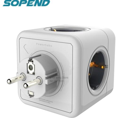 Sopend Socket Travel Plug Power Strip Powercube 4 Outlets Smart Electrical Power Extension Cube with Usb Travel Plug Wall Socket