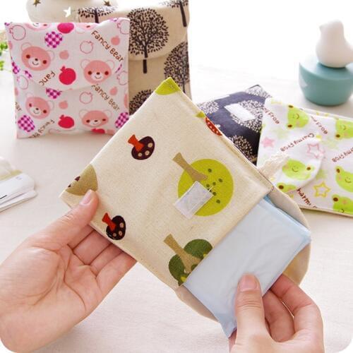Fresh Pattern Sanitary Napkin Bag Girls Sanitary Napkin Storage Bag 5 Pieces/Lot