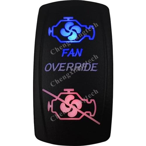 Fan Override Rocker Switch 5 Pins SPST On/Off Blue & Red Led 20A/12V 10A/24V Toggle Switch for Cars,Trucks, RVs, Boats