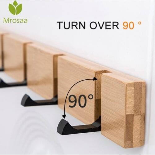 Nordic Simple Style Bedroom Door Back Coat Rack Clothes Hanger Hooks Living Room Closet Bamboo Hat Racks Keys Hanger Wall Hook