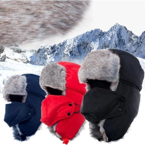 Men Women Winter Trapper Aviator Trooper Earflap Warm Russian Ski Hat Fur Bomber Ski Showerproof