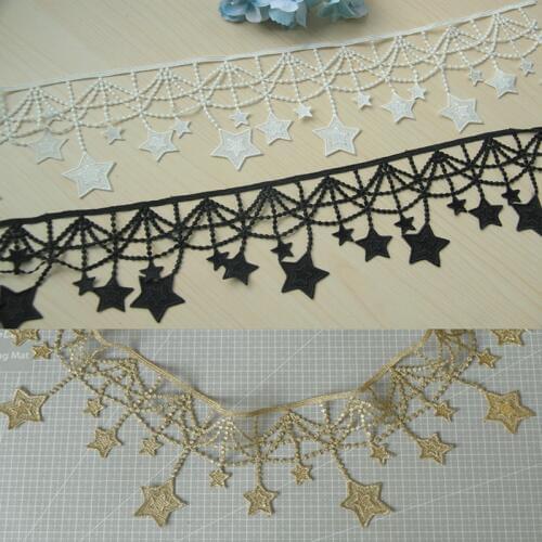 10.5cm Wide Stars Gold Tassels Lace Fringe Lace Trim Ribbon Costume Home Textile Curtains Decor Trims Clothes Sewing Accessories