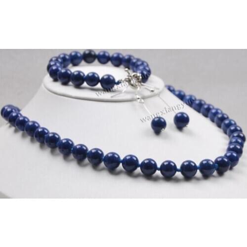 10mm Egyptian Lapis Lazuli Round Gemstone Beads necklace bracelet earrings set jade