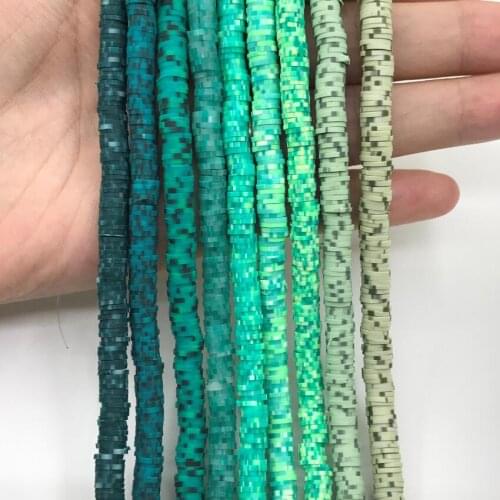 10strand/lot Green Series Polymer Clay Beads Wholesales,DIY Bracelets Making,Vinyl Disc Heishi Rondelle Tiny Spacers Loose Beads