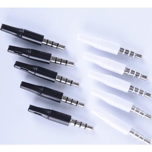 10pcs 3.5mm Stereo Headset Plug Jack 4 Pole 3.5 Mm Audio Plug Jack Adaptor Connector For Phone White And Black