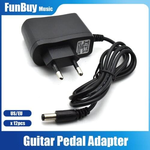 12pcs EU US Plug AC 110-240V DC 9V 1A Electric Guitar Stompbox Power Supply Adapter for Guitar Effect Pedal Board
