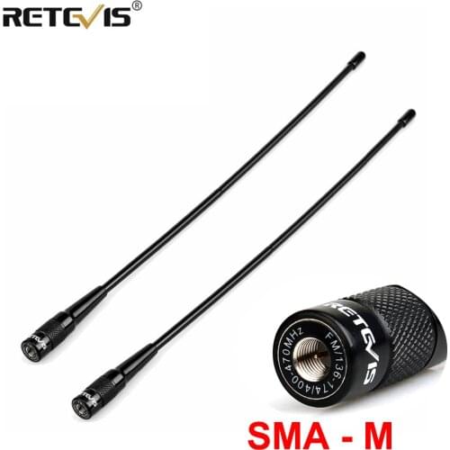 2pcs Retevis RHD-771 SMA-M Antenna VHF UHF Dual Band Antenna For Yaesu VX-3R VX-5R VX-7R Retevis RT3S RT3 RT81 RT1 For TYT MD380